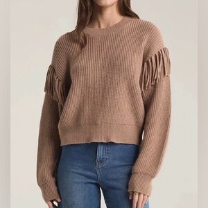 Z Supply On The Fringe Sweater in Tan Brown size Small